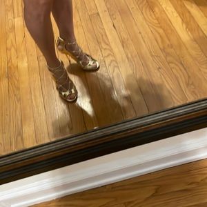 Jimmy Choo Hold mirrored leather gladiator delicate crisscross , zip back